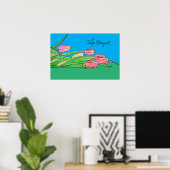 Tulpboeket Liggend op Gras Poster (Thuiskantoor)