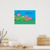 Tulpboeket Liggend op Gras Poster (Keuken)