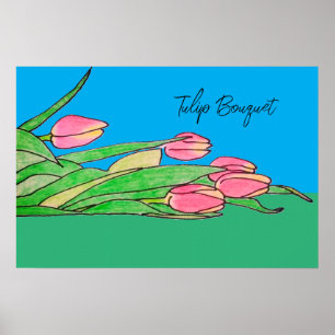 Tulpboeket Liggend op Gras Poster
