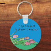 Tulpboeket liggend op het gras sleutelhanger (Achterkant)