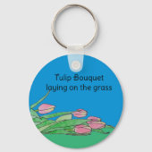 Tulpboeket liggend op het gras sleutelhanger (Achterkant)
