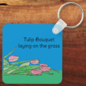 Tulpboeket liggend op het gras sleutelhanger (Achterkant)