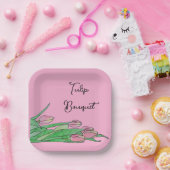 Tulpboeket Liggend Papieren Bordje (Feest)