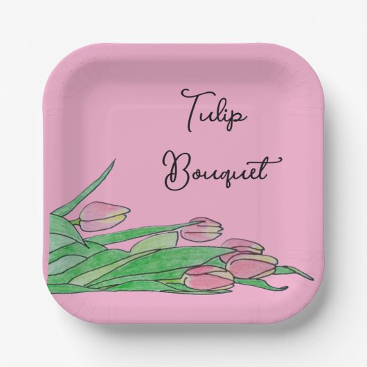 Tulpboeket Liggend Papieren Bordje (Voorkant)