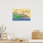 Tulpboeket op een tafel poster (Keuken)