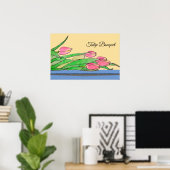 Tulpboeket op een tafel poster (Thuiskantoor)