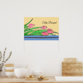 Tulpboeket op een tafel poster (Keuken)