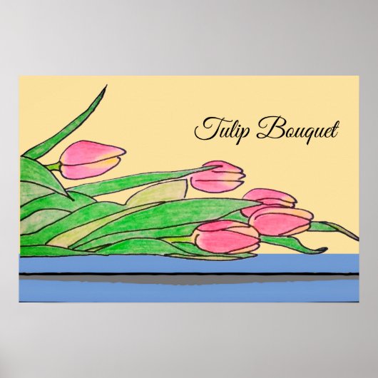 Tulpboeket op een tafel poster (Voorkant)