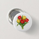 Tulpboeket waterverf ronde button 3,2 cm (Voorkant /achterkant)