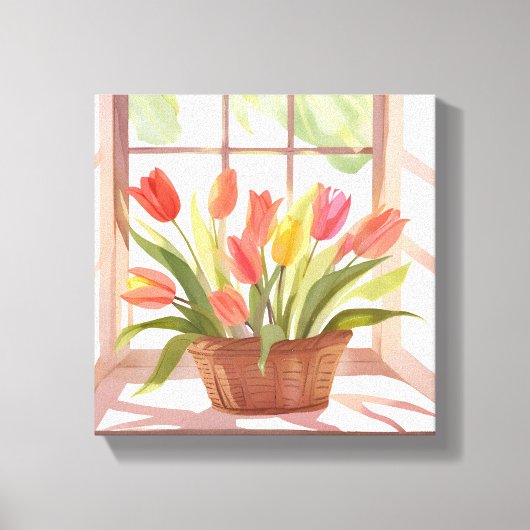 Tulpemandscherm | Bloemenschildering in waterverf Canvas Afdruk (Voorkant)