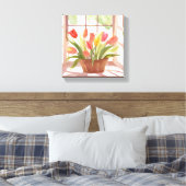 Tulpemandscherm | Bloemenschildering in waterverf Canvas Afdruk (Insitu (Slaapkamer))