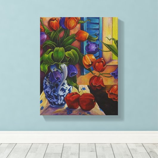 Tulpen & Appels - Canvas Print (Insitu (Houten vloer))