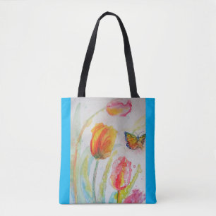 Tulpen Aquarel Bloemen Bloemstuk Boodschappentas Tote Bag