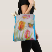Tulpen Aquarel Bloemen Bloemstuk Boodschappentas Tote Bag (Dichtbij)