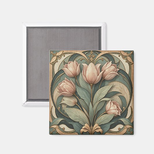Tulpen Art Nouveau Magneet (Voorkant / Achterkant)