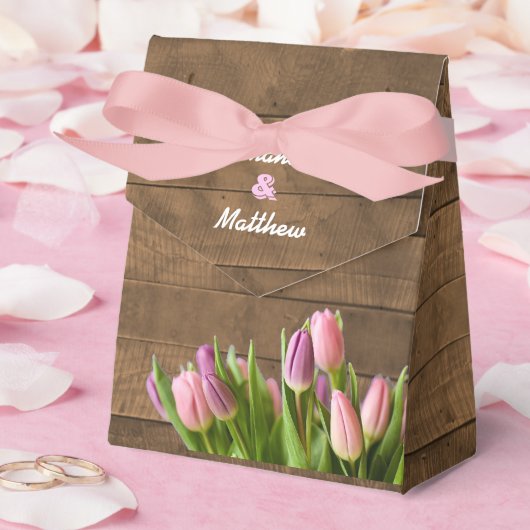 Tulpen & Barnwood Bruiloft Favor Box Bedankdoosjes (Huwelijk)