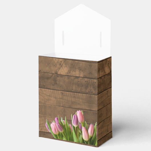 Tulpen & Barnwood Bruiloft Favor Box Bedankdoosjes (Geopend)