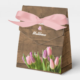 Tulpen & Barnwood Bruiloft Favor Box Bedankdoosjes
