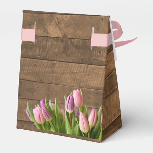 Tulpen & Barnwood Bruiloft Favor Box Bedankdoosjes (Achterkant)
