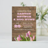 Tulpen & Barnwood Pasen Uitnodiging (Staand voorkant)