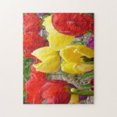 Tulpen bij de tuinpuzzel legpuzzel (Verticaal)