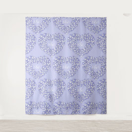 Tulpen blauw wit monogram trouw achtergrond wandkleed