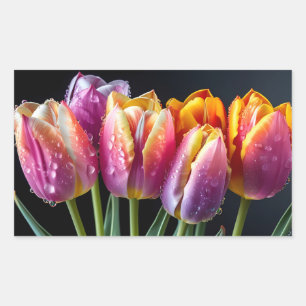 Tulpen Bloem Kleurrijke Bloesem Decoratie Bloesem Rechthoekige Sticker