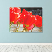Tulpen Bloem kunstprint canvas Rode Tulp Bloemen Afdruk (Insitu (Houten vloer))
