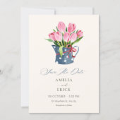 Tulpen bloemen boeket save the date (Voorkant)