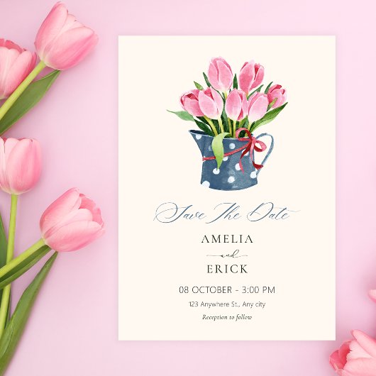 Tulpen bloemen boeket save the date