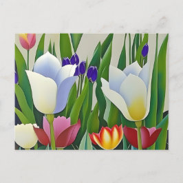 Tulpen, bloemen, briefkaart voor postovergangen