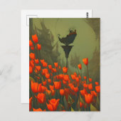 Tulpen, bloemen, briefkaart voor postovergangen (Voorkant / Achterkant)