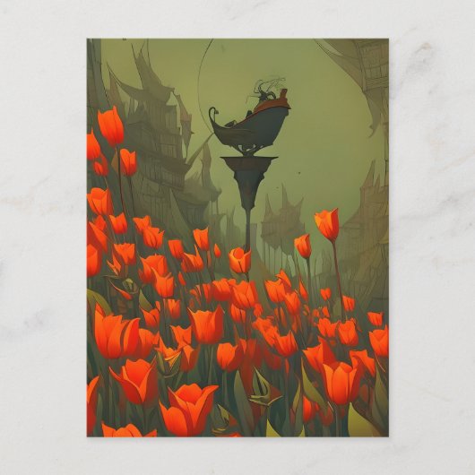 Tulpen, bloemen, briefkaart voor postovergangen (Voorkant)