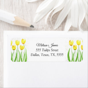 Tulpen Bloemen Waterverf Bruiloft Retouradres Etiket