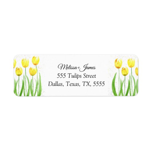 Tulpen Bloemen Waterverf Bruiloft Retouradres Etiket (Voorkant)