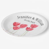 Tulpen Bloemen waterverf Lente Rustieke Bruiloft Papieren Bordje (Gekanteld)