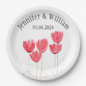 Tulpen Bloemen waterverf Lente Rustieke Bruiloft Papieren Bordje (Voorkant)