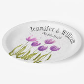 Tulpen Bloemen waterverf Lente Rustieke Bruiloft Papieren Bordje (Gekanteld)