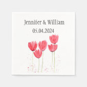 Tulpen Bloemen waterverf Lente Rustieke Bruiloft Servet (Voorkant)