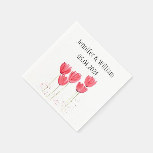 Tulpen Bloemen waterverf Lente Rustieke Bruiloft Servet (Hoek)