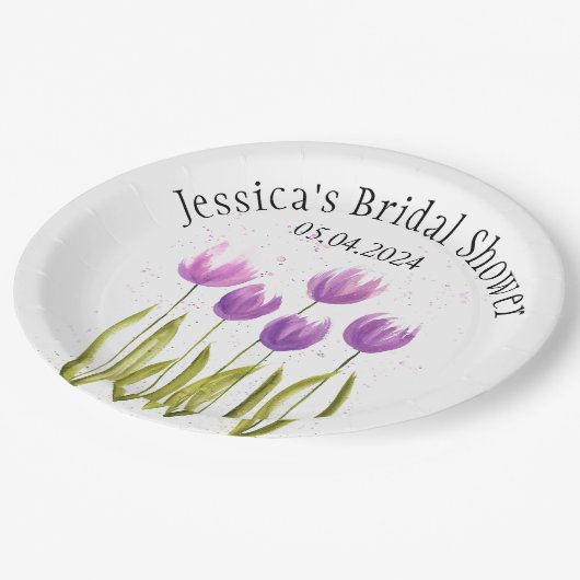 Tulpen Bloemen waterverf Spring Vrijgezellenfeest Papieren Bordje (Gekanteld)