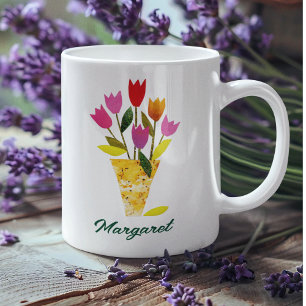 Tulpen Boeket Bloemen Gepersonaliseerde Thee Koffiemok
