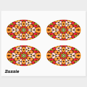 Tulpen Boeket Patroon Ovale Sticker