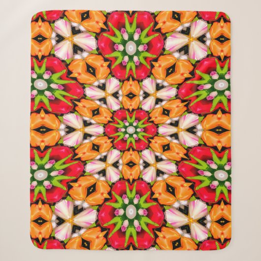 Tulpen Boeket Patroon Sherpa Deken (Voorkant)