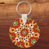 Tulpen Boeket Patroon Sleutelhanger (Voorkant)