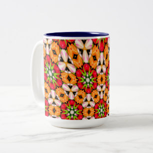 Tulpen Boeket Patroon Tweekleurige Koffiemok