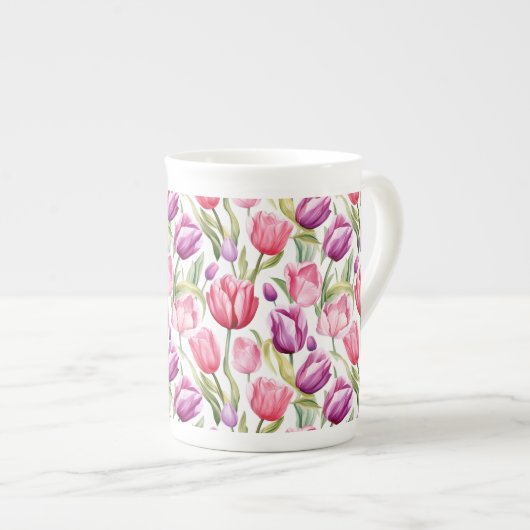 Tulpen Bone China Mok (Voorkant rechts)