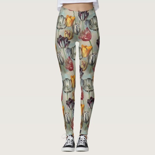  Tulpen Botanisch flessenpatroon Leggings (Voorkant)