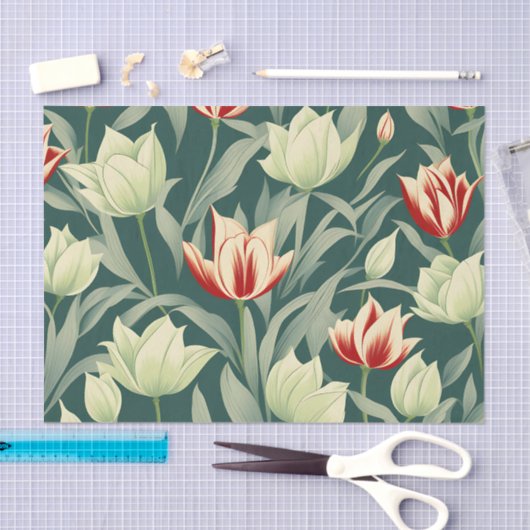 Tulpen Botanisch Patroon Tissuepapier (Craft)