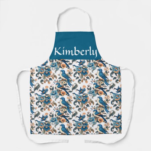 Tulpen Botanische Vogel Tuin Naamprint Schort (Voorkant)